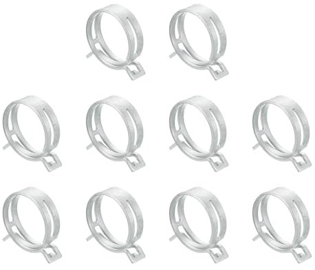 Sourcingmap 5Pcs Spring Band Type Action Fuel/Silicone Vacuum Hose Pipe Clamp, 40mm Low-Pressure Air Spring Hose Clip Clamp for Automotive Oil Pipe Water Pipe, Silver