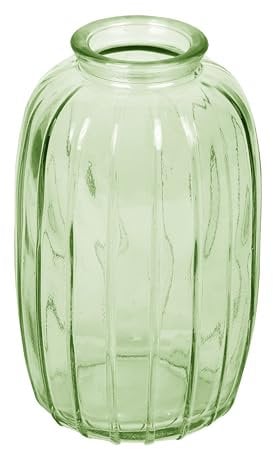 Talking Tables Jarrón de cristal verde para flores, elegante tallo único elegante para mesa de boda, decoración de alféizar de ventana, fiestas de jardín, comedor de verano, estilo de repisa y regalo,