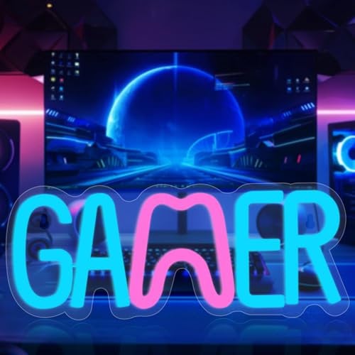 HOTUT Neon Schild in Game förmige, LED Gaming NeonLicht, Led Neonschilder für Wand Dekor Brief, Leuchtschilder Zeichen für Spiel Zone, Spielraum, Schlafzimmerm Bar Geschenke für Gamer