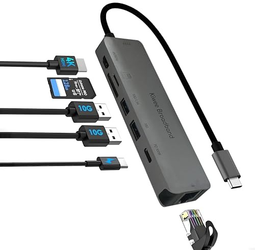 Kiwee Broadband 7-in-1 USB-C Hub, World’s First 5Gbps Ethernet, 100W PD Charging, 4K HDMI, 2 USB-A 3.2, SD/Micro SD, Universal Docking Station for Laptop, MacBook, Windows, iPad (KB-USBC-5GH7)