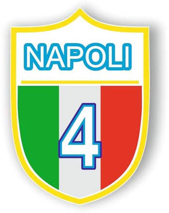 Kit Adesivi Napoli Campioni d'Italia 4° Scudetto, PVC, per Auto Moto Casco Tablet composto da uno sticker da 10 cm + 4 sticker da 5 cm