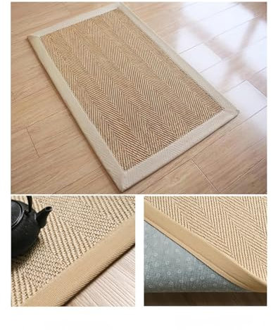 HuangJingYu Natural Sisal Rug - Jute Door Mat With Non-Slip Backing Modern Entryway Rug Dirt-Trapping Jute Runner for Indoor, Office, Or Home Decor (50x80CM)