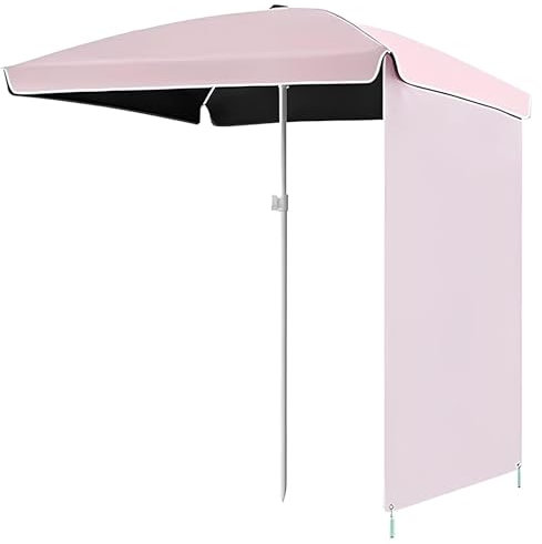 Rechteckiger Sonnenschirm 160 x 160 cm, Tragbarer Strandschirm mit Seitenwand Tragetasche, für Terrasse, Camping, Angeln und Garten(Multi-Colored)