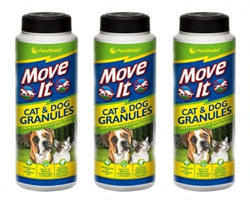 Move It Cat & Dog Garden Repellent Granules, 240g – 100% Natural, Non-Toxic Outdoor Pet Deterrent for Flowerbeds, Lawns, Patios & Driveways – Easy to Sprinkle (3PCS)