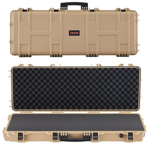 VEVOR Hårt fodral för långa vapen, PP, med lås och förskuret skum, rullbar, vattentät, IP67, 1042 x 352 x 91 mm, khaki, för resor i offentliga transportmedier