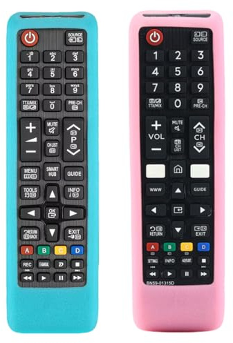 [2 Pack] Silicone Remote Cover for Samsung TV BN59-01175N BN59-01315B AA59-00741A AA59-00786A Remote Control, Washable, Anti-Slip Protective with Anti-Lost Lanyard