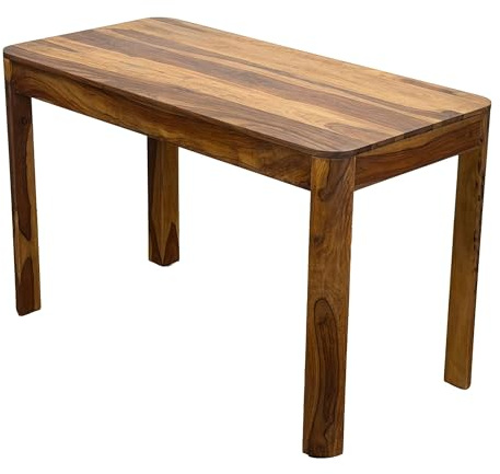 Wohnling Esstisch Sheesham Massivholz 120cm für bis zu 6 Personen · Rechteckiger Küchentisch im modernen Design · Handgefertigter Holztisch mit abgerundeten Kanten für Esszimmer oder Küche