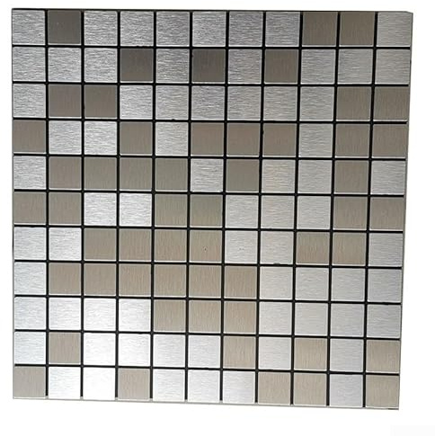 Mosaic kitchen wall tile sticker decal trim for home decoration, waterproof, heat resistant, moisture proof, aluminum composite panel, easy to cut and paste (Silver)