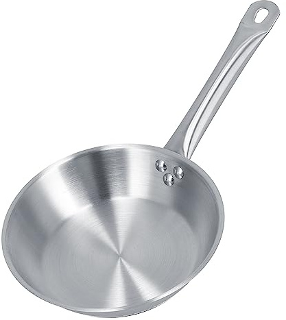 Poêle à frire en acier inoxydable, poêle à frire à une seule poignée pour cuisinière à induction, poêle à œufs et à steaks en acier inoxydable 304 avec trou de suspension, ustensil (220*50mm)