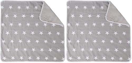 roba Babydecke Little Stars - 80 x 80 cm - Decke zum Kuscheln, Krabbeln & Spielen - Weiche Kinderdecke 2 seitig mit Stern Motiv aus Baumwolle/Plüsch - Grau/Weiß, 1 Stück (2er Pack)