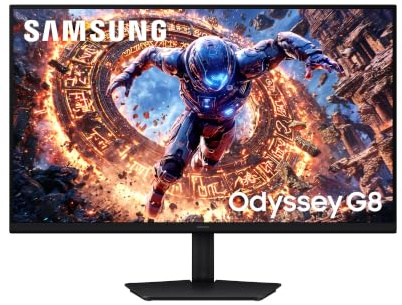 Samsung Monitor Gaming Odyssey G8 (S32HG802ES), Flat, 32'', 6144x3456 (6K), HDR10+ Gaming, Fast IPS, 165Hz (330Hz in 3K), 1ms (GtG), Compatibilità G-Sync, HDMI, Display Port, USB, Ingresso Audio