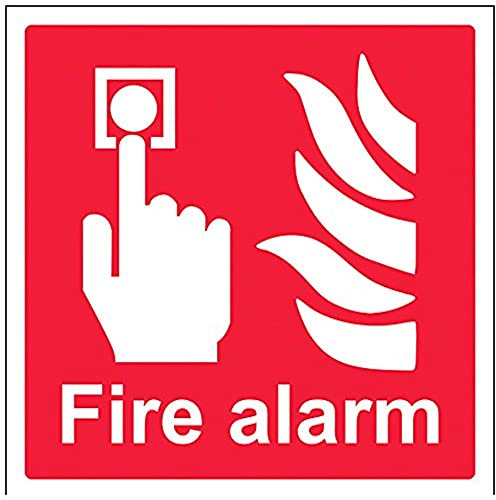 V Safety Fire Alarm Logo Sign - 200mm x 200mm - 1mm Rigid Plastic