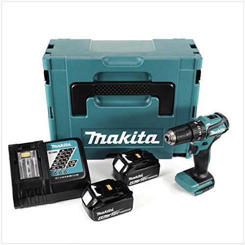 Makita DHP 483 RMJ 18 V Li-Ion Brushless batería atornillador inalámbrico en Makpac + 2 x BL 1840 4,0 Ah Batería Y Cargador Dc18Rc