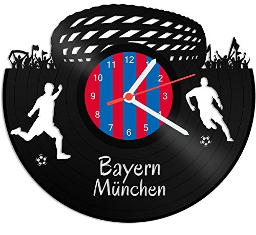 GRAVURZEILE Schallplattenuhr Bayern München - 100% Vereinsliebe - Upcycling Design Wanduhr aus Vinyl Made in Germany