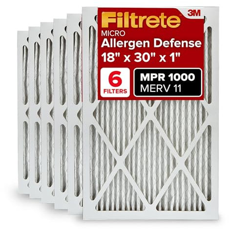 Filtrete AD28-6PK-1E, AC Furnace Air Filter, MPR 1000, Micro Allergen Defense, 6-Pack (Exact Dimensions 17.81 x 29.81 x 0.81)