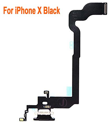 Johncase OEM Charging Port Dock Connector Flex Cable + Microphone + Vibrating Motor Buckle Replacement Part Compatible for iPhone X All Carriers (Black)