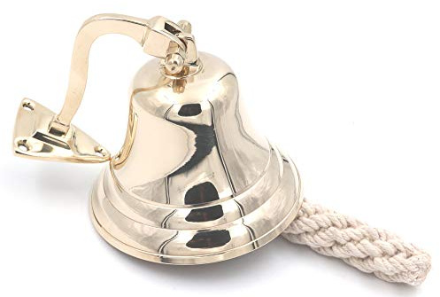 THDC Messingglocke Klingel für Schiff/letzte Bestellungen/Kneipen/Tür/Schule/Abendessen / Empfang, Wandmontage 6''