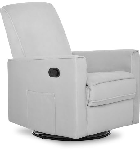 Evolur Raleigh Upholstered Manual Glider Recliner– Rocking & 360° Swivel with Smooth Glide – Greenguard Gold & FSC Certified – Modern Nursery and Living Room Chair in Grey