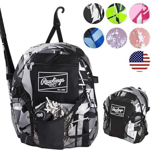 Rawlings Remix Rucksack Ausrüstungstasche | T-Ball & Youth Baseball/Softball | Schwarz