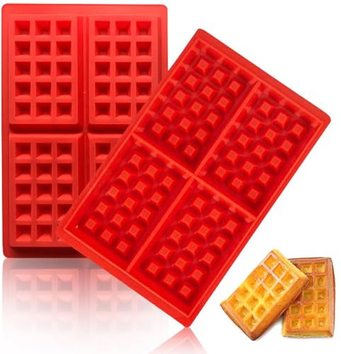 Moules à gaufres en silicone,Moule à Gaufres,Moule à gaufres rectangulaire en silicone pour gâteau,2 pièces moule à chocolat moule à cake antiadhésif, moule à gaufres silicone gâteau,27,8 x 18 x 1,7cm