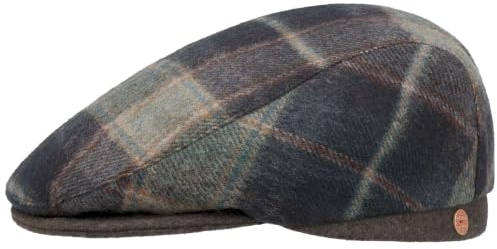 Mayser Frankie Soft British Flatcap Schirmmütze Schiebermütze Wollcap Herren - Made in The EU mit Schirm, Futter Winter Herbst-Winter - 56 cm blau