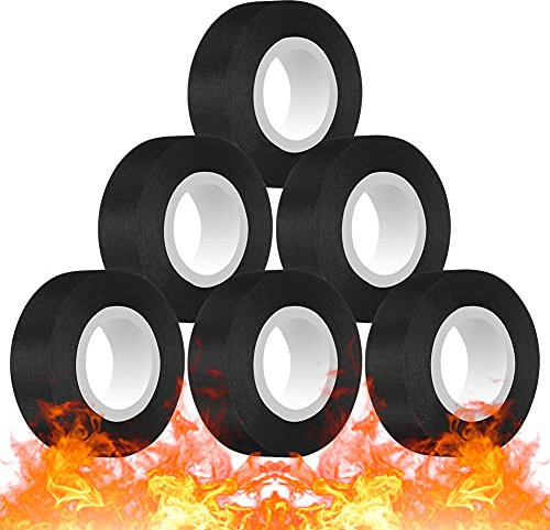 5 Stück Gewebeband Isolierband für Kabelbäume Baumwolle Isolierbänder Elektrikerband Klebeband Drahtbandagieren in der Automobilindustrie -40~150℃ schwarz 9mm x 15m