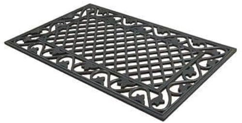 Chattels Classic Ornate Rubber Scroll Door Mat Garden Outdoor Heavy Duty 60 X 40cm (Open Diamond Grid Scroll Doormat Design)