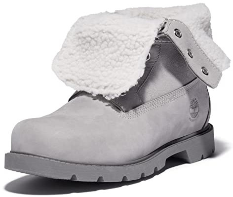 Timberland Damen Linden Woods wasserdichtes Vlies zum Herunterklappen Mode-Stiefel, Mittelgraues Nubukleder, 41 EU