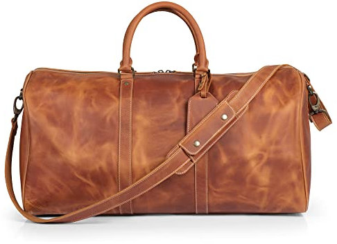 Londo Echtleder Duffle Bag – Vintage Retro Reisetasche, Wochenendtasche, Handgepäck mit Verstellbarem Schultergurt & Innenfach – Stylische Sporttasche für Männer & Frauen