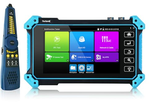 Rsrteng 8K IP Camera Tester with Cable Tracer, IPC-5200C Plus 8MP AHD CVI TVI SDI CVBS IP Camera Test 4K HD Display Video Monitor 5.4 inch IPS Touch Screen IPC Tester Support POE PTZ RS485 HDMI & VGA