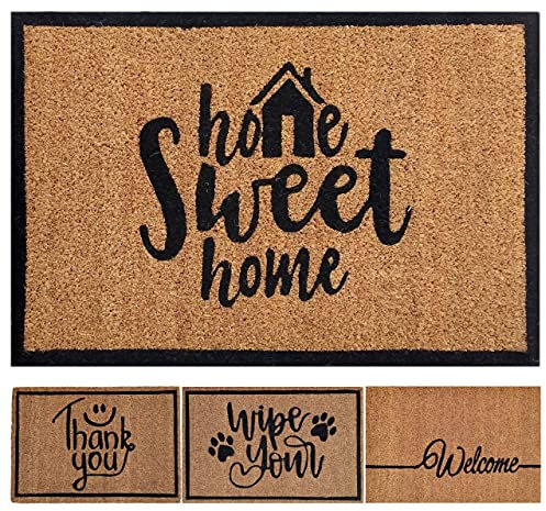 kreatives Wohnen 60 x 40 cm Fußmatte Türvorleger Fußabtreter Schmutzfangmatte für Haustür Home Sweet Home Kokosmatte