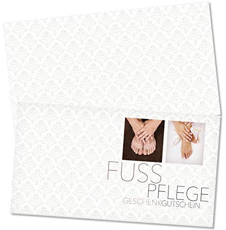 GESCHENKGUTSCHEINcom by POS-HAUER. Gutschein-Set. 10x Gutschein + Kuvert. Für Fußpflege. Fußpflegegutscheine, blanko zum selber Ausfüllen.