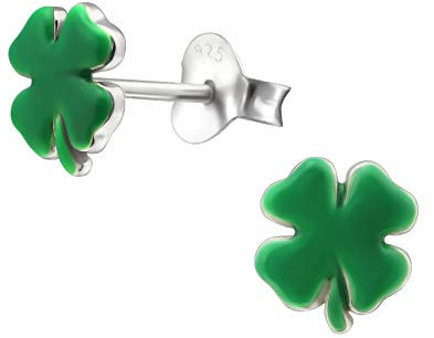 Laimons Kinder Mädchen-Ohrstecker Ohrringe Kleeblatt 6 mm Grün aus Sterling Silber 925