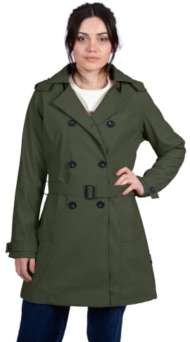 Breizh Ocean - Ciré Imperméable, du XS au 3XL, Création Française CARNAC, Trench Femme avec Capuche Amovible - Coupe vent, Impermeable et Manteau Femme
