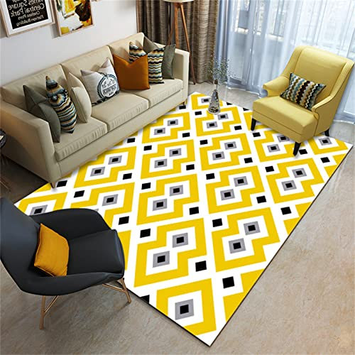 AU-SHTANG tepiche für Wohnzimmer Gelber Teppich, Mädchenzimmer Mädchenzimmer Kurzflor Öko-Teppich Wohnzimmer Teppich,gelb,200 X 270 cm