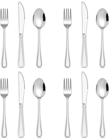 Joyfair Childrens Cutlery Set,12-Piece Stainless Steel Kids Utensils Set, Toddler Eating Flatware Silverware Include 4 Forks, 4 Spoons, 4 Safe Knives, Small Size & Reusable, Dishwasher Safe