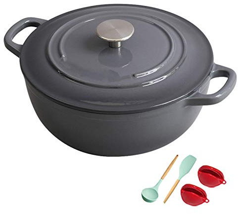 Casserole Dishes with Lids Enameled Cast-Iron Round Dutch Oven, Nonstick Enamel Cookware Crock Pot