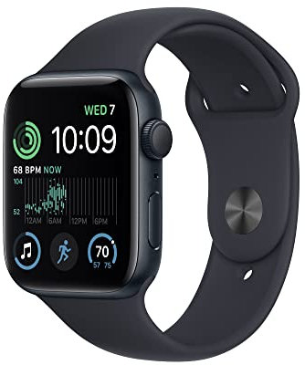 Apple Watch SE 2022 (2nd Gen) (GPS, 44mm) - Midnight Aluminium Case with Midnight Sport Band, Extra Large (Renewed