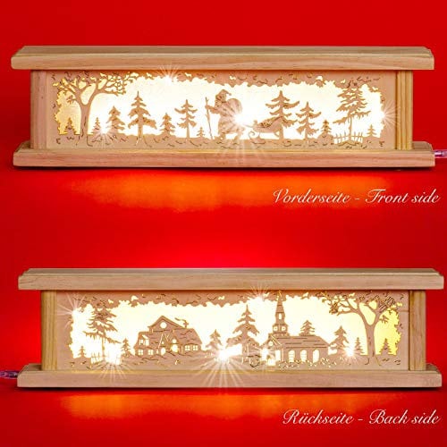 SIKORA LED Schwibbogenbank beleuchtete Holz Schwibbogen Erhöhung Lichterbogen Bank inklusive Netzteil 2 Motive 2 Längen B:8cm, Farbe | Modell:Länge 44 cm (B20)