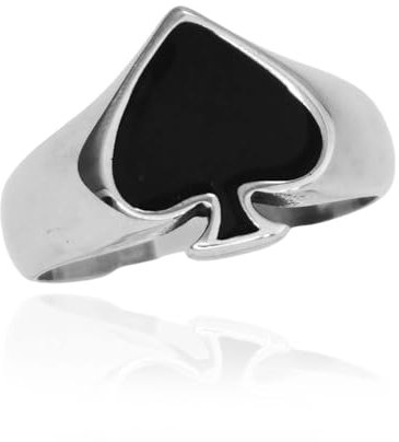 Ace of Spades Ring für Männer, Black Ace Spades Poker Ring, Ace Spielkartenring, Poker Gambling Cocktail Party Ring, Retro Punk Rock Biker Ring, Glücksspiel Casino Schmuckgeschenk für Männer (18.1)