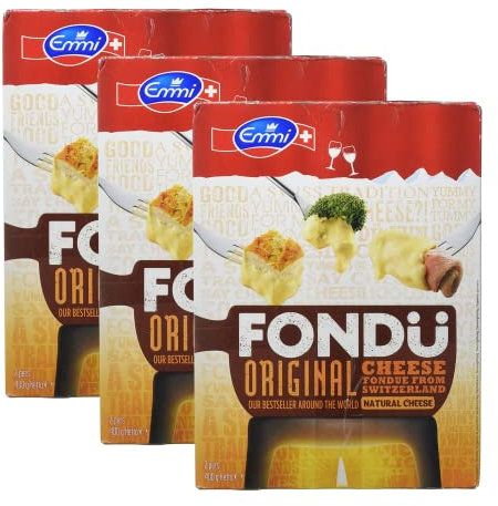 Emmi Fondue Cheese Original | Swiss Natural Cheese | 400g x 3 (Pack of 3)