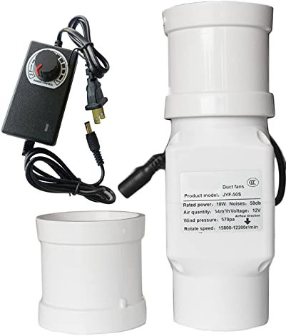 2'' 12V Extractor Duct Fan Mini 50Mm Duct Inline Fan 32Cfm Exhaust Ventilation Blower For Greenhouse Pet Bathroom Tent Room Basement (Color : Adjustable Speed, Size : With 50-50mm)