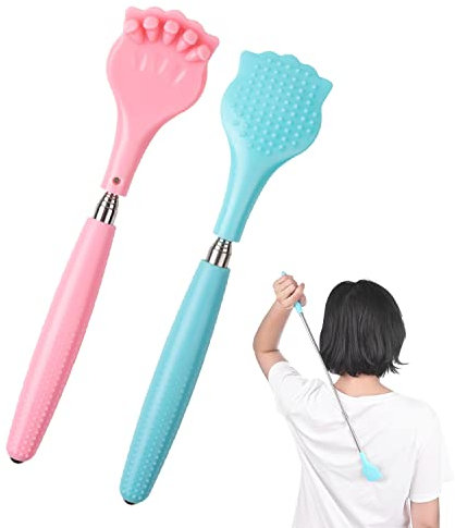 WUBAYI 2 rascadores de espalda, portátil, expandible, masajeador de mano antideslizante, con mango telescópico para masaje de cabeza, espalda, piernas y otras partes del cuerpo