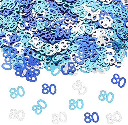 GoldRock Konfetti 80 Geburtstag Tischdeko Blau, ca. 500 Stück Streudeko Geburtstag, Tischdeko 80 Geburtstag, Streudeko 80. Geburtstag, Happy Birthday Streudeko für Mädchen Junge,80 Geburtstag Deko