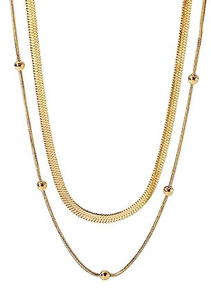 SIXDUTON Kette Layered Damen Kette Personalisierte Kette Gold Zarte Mehrreihige Halskette, Hypoallergene 18K Vergoldete Kette Modeschmuck für Frauen und Mädchen