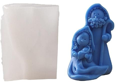 Stampo riutilizzabile in silicone per candele, statua della natività, in resina epossidica, strumento di fusione per fai da te, ornamento in gesso fai da te, religione, presepe, figura