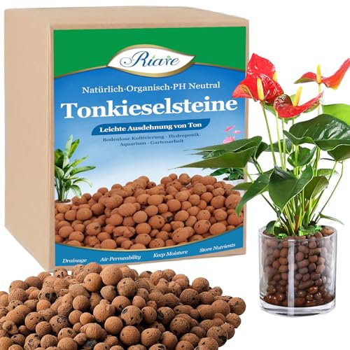 Riare Organic Expanded Clay Pebbles for Plants Natural Leca Balls Lightweight Hydroponic Clay Pebbles Aggregate(20L)