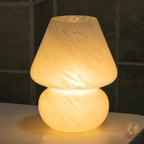 MJ Tischlampe Kabellos Pilz,Led Tischlampe Kabellos Nachttischlampe Mushroom Lamp Batteriebetrieben Tischleuchte Outdoor Glas Laterne Garten Party Drinnen Wohnzimmer Schlafzimmer Weiße Wolken