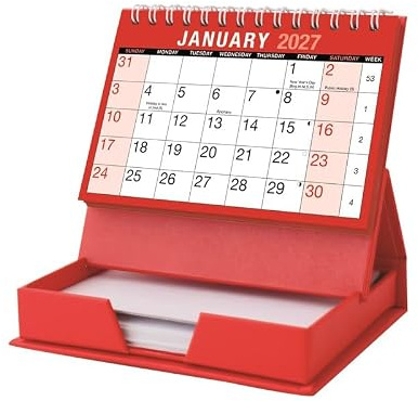 UKDD® Desktop Month to View Calendar Tear Off and Memo Note Pad Year 2027 (Runs form January 2027 - December 2027)