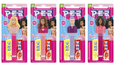 PEZ Barbie Character Sweet Dispenser, Vegetarian, 2 x 17 g Refill Packs (Pack of 12)